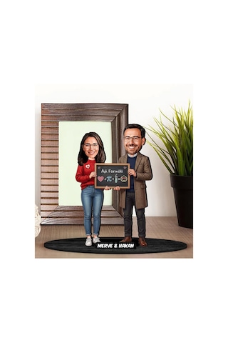 Bk Gift Kişiye Özel Sevgili Karikatürlü Ahşap Biblo -7, Fotoğraftan Karikatür, Sevgililer Günü Hediyesi, Ev Hediyesi Kobitmeyencom36334 Bk Gift