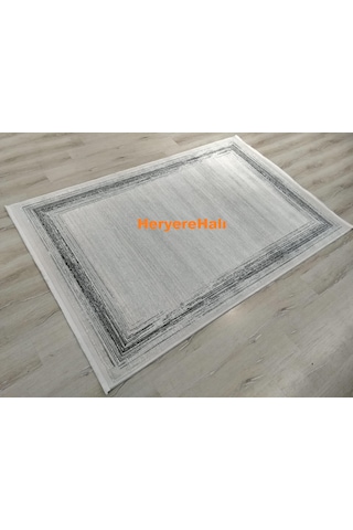 Quka Halı Istanbul Siyah Gri %100 Akrilik 160x230 Cm Modern Bordürlü Halı Siyah - Gri