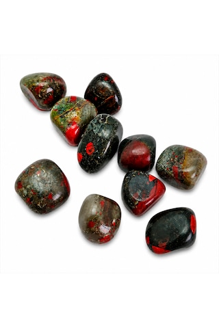 Kan Taşı Doğal Taş Tamburlanmış Heliotrop Bloodstone Dekoratif Şifa Taşı 1-3-6 Adet
