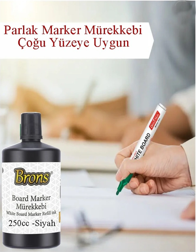 Siyah Yazı Tahta Kalem Mürekkebi 100ml 1 Adet Brons Tahta Kalemi Mürekkebi Kolay Silinebilir 100gr Okul Sınıf Öğrenci Siyah