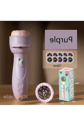 Gebibd Karikatür El Feneri 80 Desen 3d Proje Oyuncak Çocuklar İçin Mavi Mor