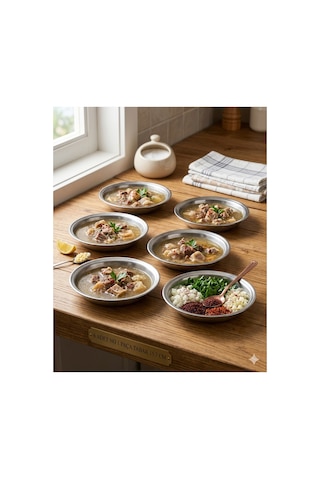 Paslanmaz Çelik Paça Yemek Tabağı No:1 - 15,7 Cm Meze Ve Çorba Tabağı - 6 Adet No1 15,7