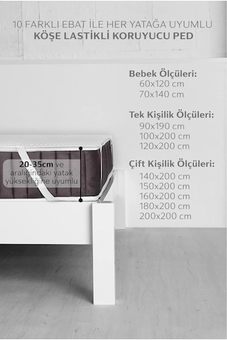 Micro Classic Sıvı Geçirmez Köşe Lastikli Ped Tek - Çift Kişilik Beyaz