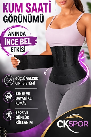 Sharpener Tummy Wrap Bel Korsesi 4 Mt Ayarlanabilir Bel İncelten, Ve Sıkılaştırıcı Waist Trainer Siyah