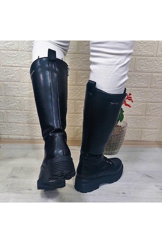 Pierre Cardin 52444 Siyah Fermuarlı Bağacaklı 41cm Bayan Çizme 001