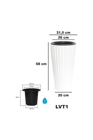 Omnipazar So-lvt1 Lilyum Vazo Saksı Takımı İç Kovalı 54 Litre No:1 Beyaz