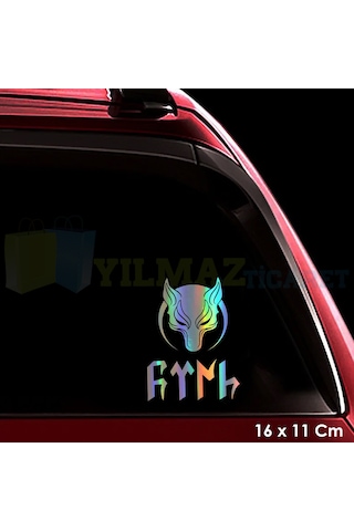 Türk Börü Göktürk Motosiklet Araba Hologram Oto Sticker Etiket Yapıştırma