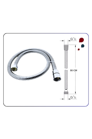 A3246201yp Gr. Spiral R1/2 L 80 Cm Kolon Duşlar İçin Krom