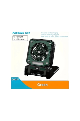Dashanshop 1 Adet Tasinabilir Gunes Enerjili Sarj Edilebilir Yesil Usb Fan Led Akili Tavan Fan Kamp Ev Ofis Icin Kablosuz Masa Fan