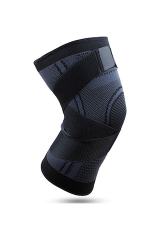 Geeksen Siyah Nilon Baskı Bandlı Knit Diz Koruyucu - Hareket Esnekliği Ve Stres Azaltma - M Bedeni Siyah