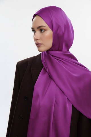 Mizalle & Yaqa Özel Saten Dokulu Mor Şal Mor