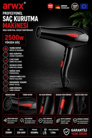 Profesyonel Saç Kurutma Makinesi 2500W