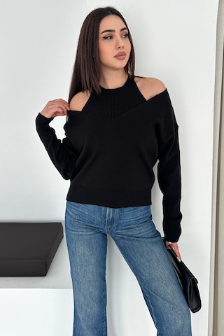Noa & Noa Triko Atlet Detaylı Katmanlı Örgü Kazak Unique Siyah