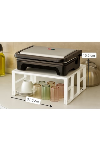 Metal Dolap İçi Raf, Bardak, Baharat, Tabak Düzenleyici Organizer, Alan Tasarrufu beyaz