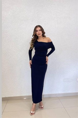 Dip Moda Kadın Likralı Omuz Detaylı Uzun Elbise Dpnbshnz04 Siyah