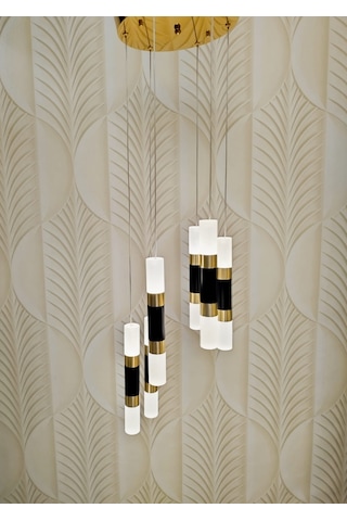 Yuvarlak Ledli Avize 6 Lı Altın - Sarı