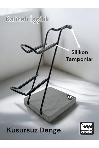 Gri Granit Ahşap Ve Siyah Metal Gaming Ps4 Ps5 Xbox Joystick Controller Tutucu Ve Kulaklık Dikey Standı