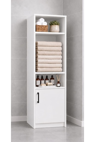 Duru Beyaz Çok Amaçlı Raflı Kiler Banyo Mutfak Çamaşır Odası Dolabı