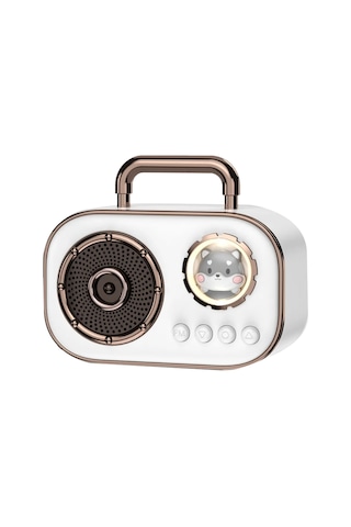 Retro Bluetooth Hoparlör Subwoofer Mini Kablosuz Hoparlör-beyaz