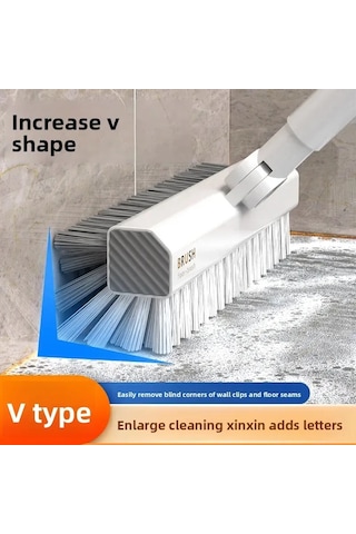 Konesam Mutfak Ve Banyo İçin Çok Amaçlı V-şekilli Boşluk Fırçası - Zemin, Köşe Ve Duvar Temizliği Beyaz Diğer