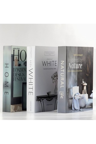 3lü Kitap Görünümlü Dekoratif Saklama Kutusu Seti, İskandinav Tarz Ev Dekorasyonu Set 4