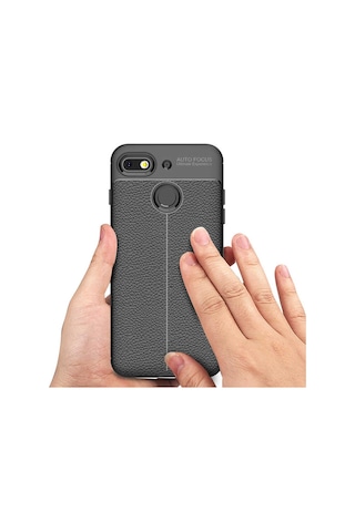 General Mobile 8 Go Kılıf Niss Deri Desenli Silikon Kılıf Siyah