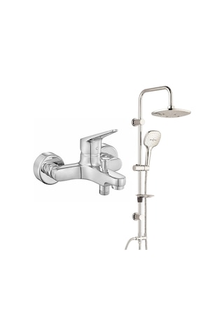 Eca Spylos Banyo Bataryası+T-May Banyo Ayvacık Elips Tepe Duş Tak Krom
