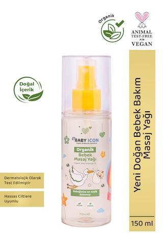 Organik Vegan Bebek Masaj Yağı Hassas Ciltler İçin Doğal Bakım 150 Ml