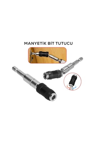 Manyetik Bit Tutucu - Mafsallı - Döner Başlık Pratik Aparat Donanım Parçası Hızlı Montaj