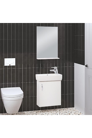 Denko Minica 50 Cm Mdf Beyaz Banyo Dolabı Takımı Beyaz