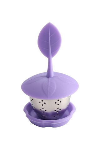 Sones Paslanmaz Çelik Silikon Askılı Çay Poşeti Çay Süzgeçleri Mor