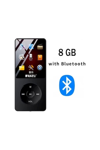 Ruizu X02-b Bluetooth 5.0 Ultra İnce Mp3 Mp4 Çalar Radyo 8gb Mp3 Player