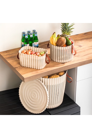 Porsima 4315 Cappuccino 3'lü Sepet Seti Banyo Mutfak Organizeri