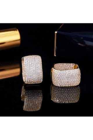 Novahub Altın Wwj Küpik Küpe Seti, 500 Adet Kübik Zirkonya, Kadın Altın Gümüş Küpe Altın