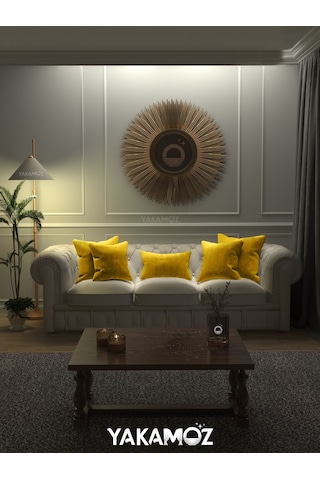 Br Yakamoz Güneş Sarısı Kırlent , Yastık Kılıfı Kadife Görünümlü Velvet Touch Serisi Güneş Sarısı