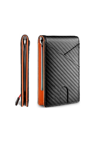 Yifomall Sarı Rfıd Koruma Krom Para İçirirli Carbon Fiber Ticari Kart Çantası 2021 Yazı Yeni Model Zengin Paketle