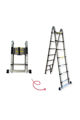 Endokon 220 + 220 Cm. - 7+7 Basamaklı Teleskopik Çelik Merdiven 220 + 220 A Ve I Tipi Teleskopik Uzayan