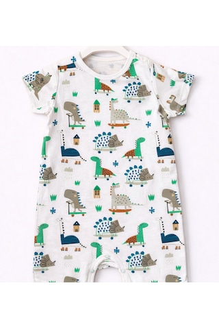 For My Baby Yazlık Desenli Erkek Bebek Tulum Bej