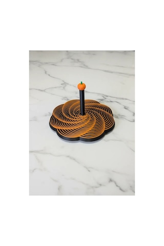 Alvera Decor Spiral Halkalı Balkabağı Dekoratif Obje Dönen Kinetik Masa Aksesuarı Sonbahar Turuncu