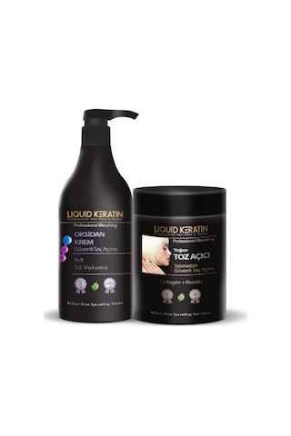 Keratinli Gri Toz Açıcı Ve Oksidan Kremli Set Yakmadan Evde Kolay Saç Rengi Açma 1000ml Kuaför Boy