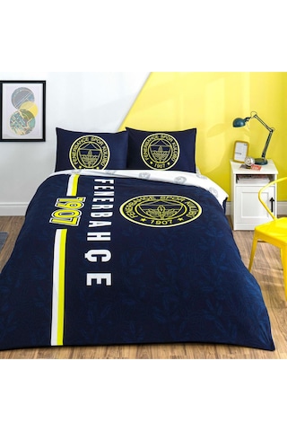Yeni Sezon Lisanslı Fenerbahçe Arma Çift Kişilik Nevresim Takımı Sarı Lacivert