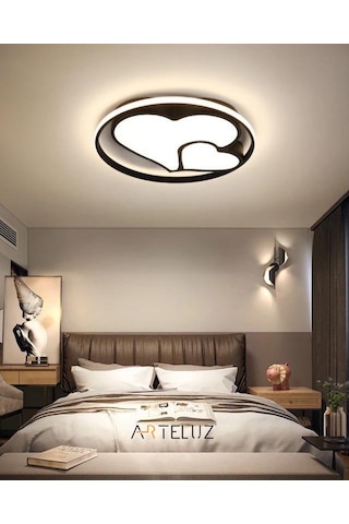 Arteluz Modern Kalp Model Tavan Led Avize Siyah