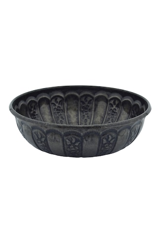 Ludıa Dekoratif Desenli Geleneksel Hamam Banyo Tası 6cmx20cm Koyu Gri