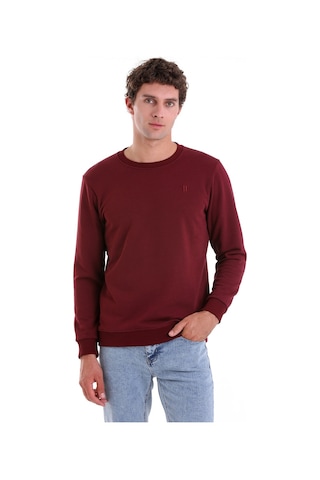 Hatemoğlu Bordo Regular Fit Düz Pamuklu Bisiklet Yaka Sweatshirt Bordo
