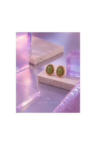 Aura Collection Olive Vintage Gold Detaylı Küpe Haki Haki