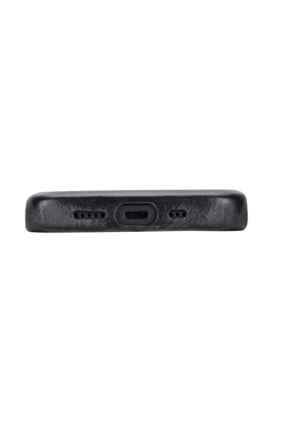 İphone 15 / 15 Plus / 15 Pro / 15 Pro Max Uyumlu Deri Telefon Kılıfı, Kişiye Özel İsim Baskılı, Magsafe Uyumlu, İnce Tasarım Kılıf Siyah