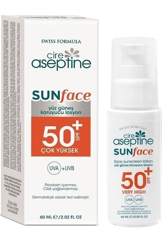 Cire Aseptine Sunface Yüz için Güneş Koruyucu Losyon Spf 50+ 60 ML Cire Aseptine Sunface Yüz için Güneş Koruyucu Losyon Spf 50+ 60 ML