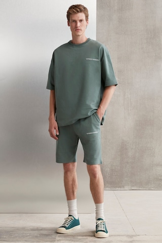 Colombıa  Erkek 2'li Set Comfort Fit Rahat Kalıp Yazı Nakışlı Şardonsuz Yeşil Eşofman Takımı