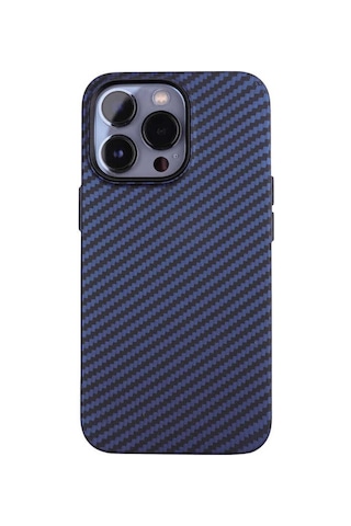 Apple Uyumlu iPhone 12 Pro Max Kılıf Karbon Fiber Tasarımlı Zore Karbono Kapak Lacivert
