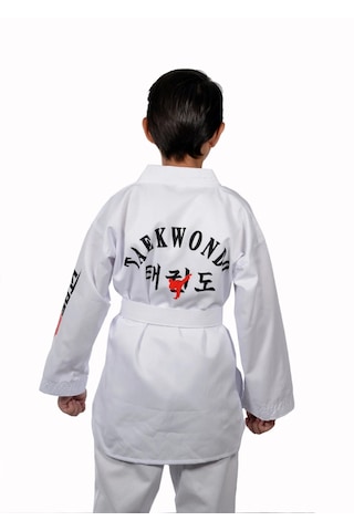 Haşado Taekwondo Beyaz Yaka Fitilli Acemi Elbise Beyaz